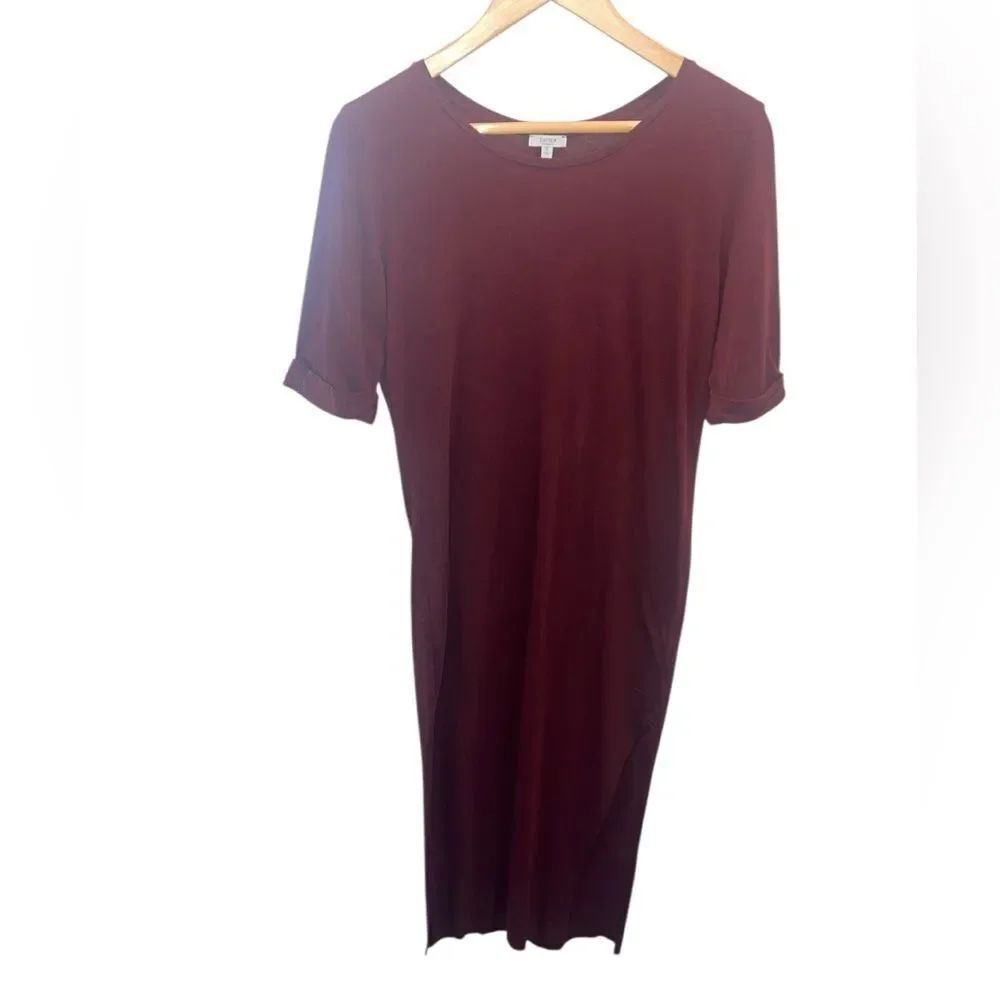 TAVIK Women’s Burgundy T-Shirt Dress Size Small 100% Cotton Casual Minimalist